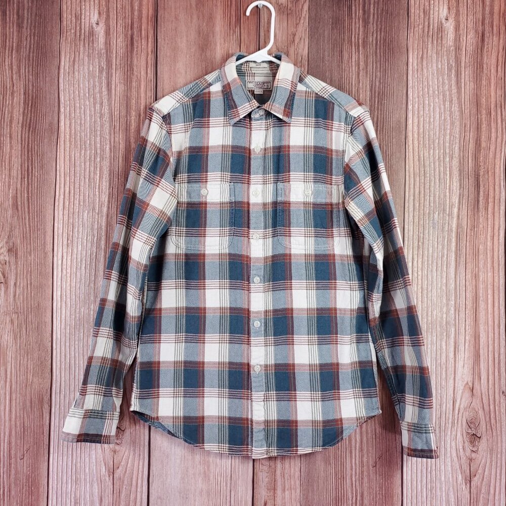 *FLAW* Wallace & Barnes Slim Fit Flannel Shirt Mens Small Plaid Button Up